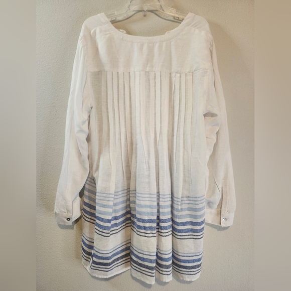 J. Jill Linen Viscose Blue Stripe Breezy Tunic Size XL NWOT - Picture 8 of 10